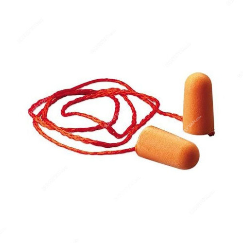 3M Corded Foam Earplugs, 1110, Orange