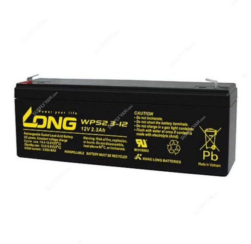 Long Rechargeable Sealed Lead Acid Battery, WPS2-3-12, 12V, 2.3Ah