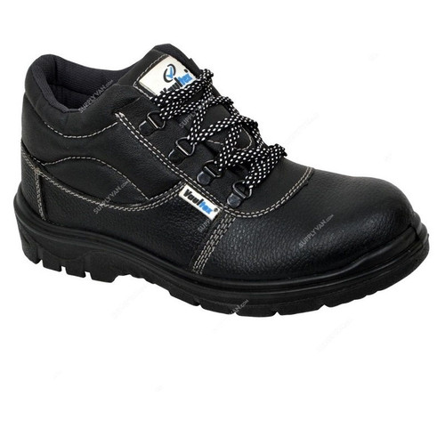 Vaultex High Ankle Steel Toe Safety Shoes, VJS6, Leather, Size41, Black