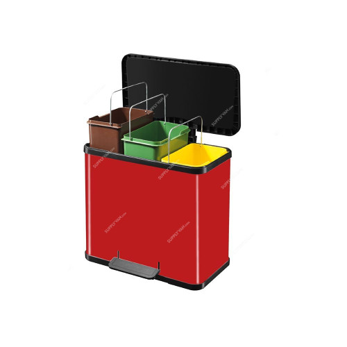 Hailo Pedal Waste Bin, HLO-0633-240, Oko Trio Plus L, 27 Litres, Red