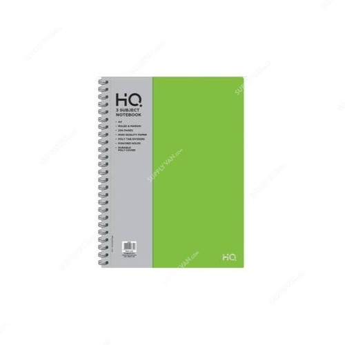 Navneet HQ 3 Subject Notebook, NAV85827, A4, 100 Sheets, Green