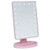 Pedestal Makeup Mirror, Rectangular, 20 LED, Pink