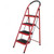 Aqson Foldable Step Ladder With Rubber Handgrip, ASLS4, 4 Steps, Red/Black