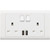 Mk Dual Pole Switch Socket With 2.4A USB Port, MV24344WHI, Essential, Polycarbonate, 2 Gang, 13A, White