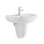 Milano Wall Mounted Wash Basin With Semi Pedestal, 3636-R, Ceramic, 49CM Width x 63CM Length, White 2 Pcs/Set