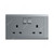 Abb Single Pole Switch Socket, BL227-G, Inora, 2 Gang, 13A, Classic Grey