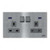 ABB Double Pole Switched Socket With LED, AM240147-ST, Millenium, 2 Gang, 13A, Stainless Steel