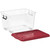 Cosmoplast Storage Box With Wheels, IFHHST537, Plastic, 55 Ltrs, Clear/Dark Red