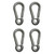 Spring Hook Carabiner With Eyelet, 316 Stainless Steel, 3/8 Inch, Silver, 4 Pcs/Pack