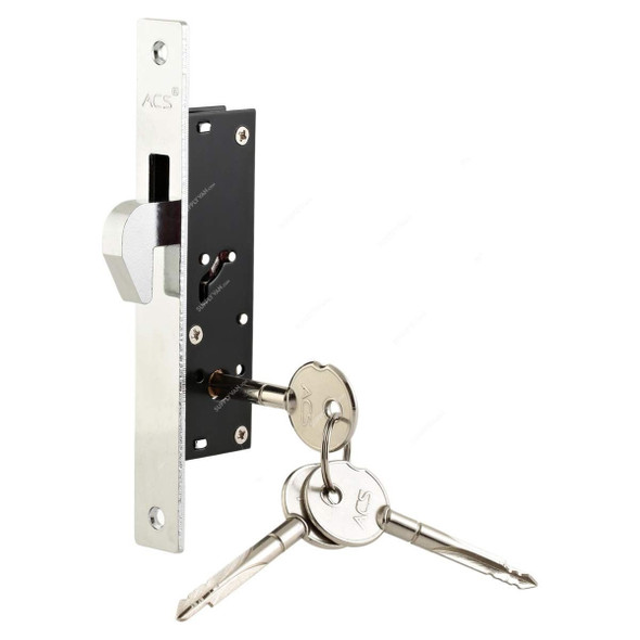 ACS Sliding Lock W/ 3 Cross Keys, 300Hook, Brass, Silver