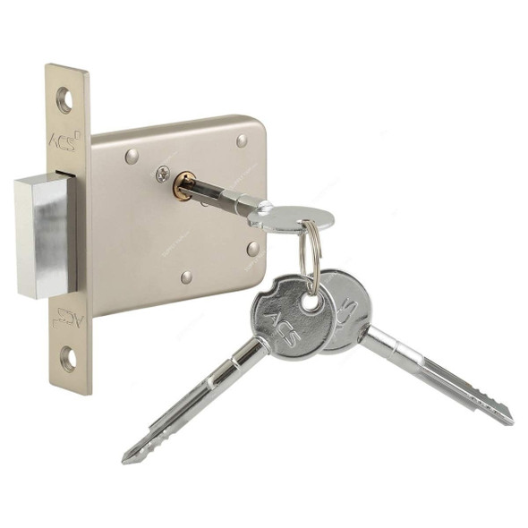 ACS Door Lock W/ 3 Cross Keys, 366Cross, Brass, Silver