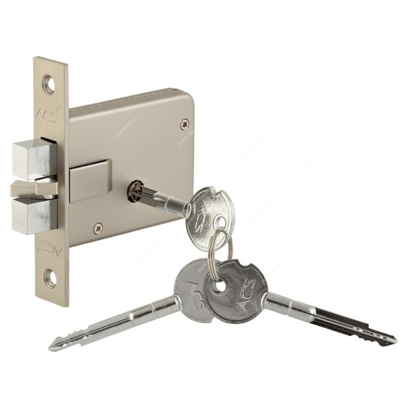 ACS Door Lock W/ 3 Cross Keys, 368Cross, Brass, Silver