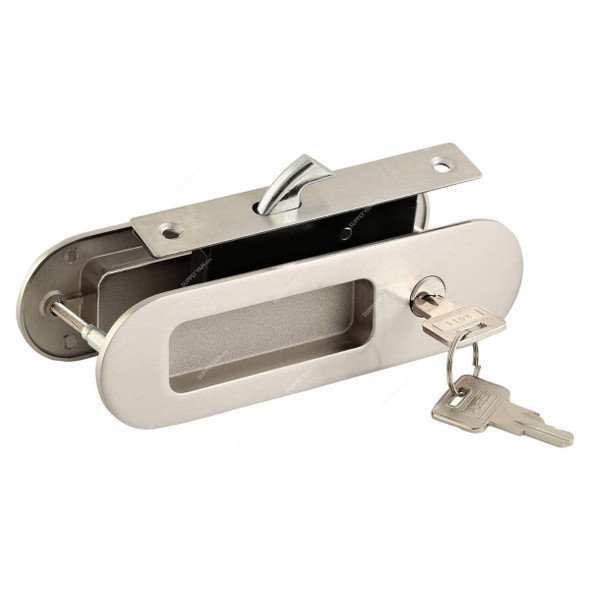 ACS Sliding Door Lock, 4502-SN, Zinc, Silver