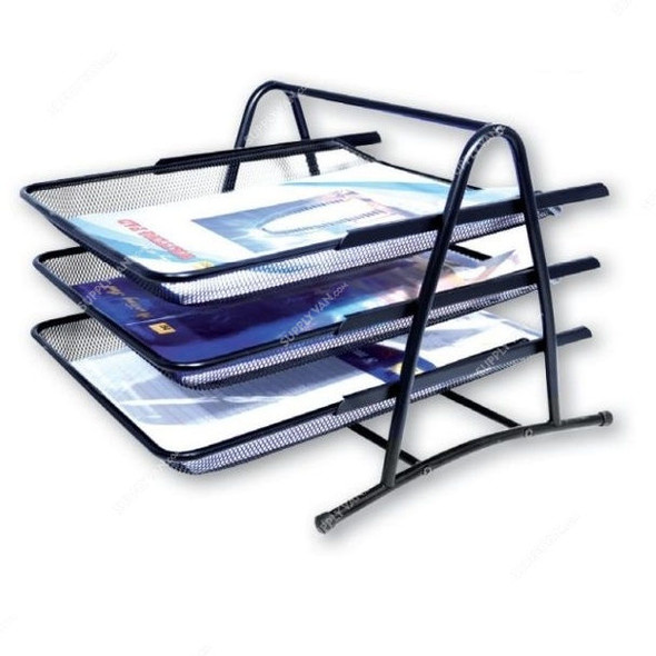 PSI 3 Tier Letter Tray, PSOTB82001, Metal, Black