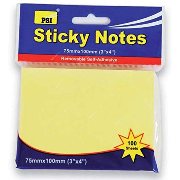 PSI Sticky Note, PSPOA04YL, 3 x 4 Inch, Yellow, 100 Pcs/Pack