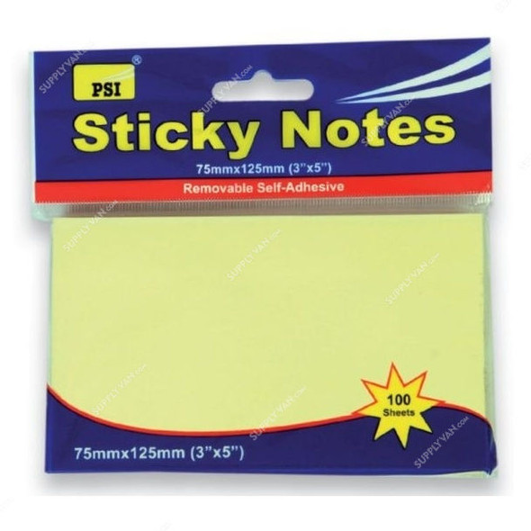 PSI Sticky Notes, PSPOA05YL, Yellow, 100 Sheets, PK12