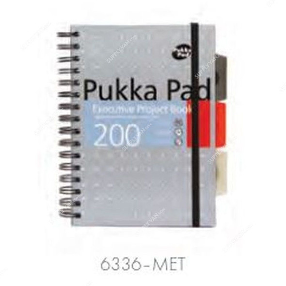 Pukka Metallic Subject Project Book, 6336-MET, A5, 200 Pages, Grey