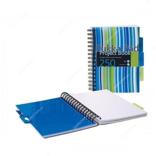 Pukka PP Stripes Subject Project Book, PROBA5-BL, 250 Pages, Blue