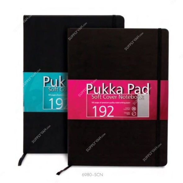 Pukka Soft Cover Notebook, 6980-SCN, A4, 80 gsm, 192 Pages, Black