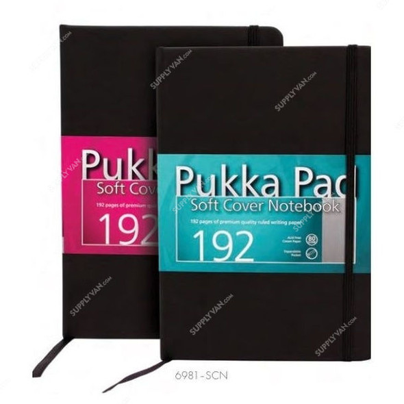 Pukka Soft Cover Notebook, 6981-SCN, A5, 80 gsm, 192 Pages, Black