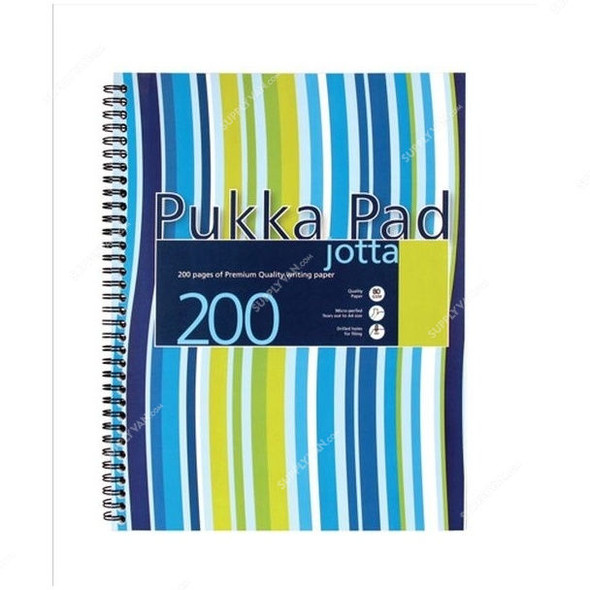 Pukka Wiro Stripes Jotta Pad, JP018BL, A4, 80 gsm, 200 Pages, Blue