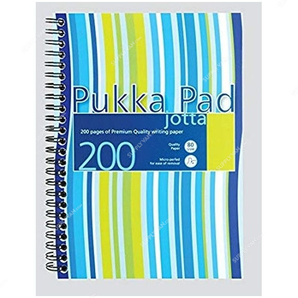 Pukka Wiro Stripes Jotta Pad, JP021BL, A5, 80 gsm, 200 Pages, Blue