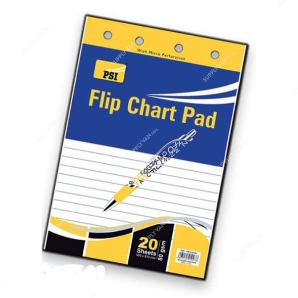 PSI Flip Chart Pad, PSFC20-80, 80 Gsm, 20 Sheets, 585 x 810MM