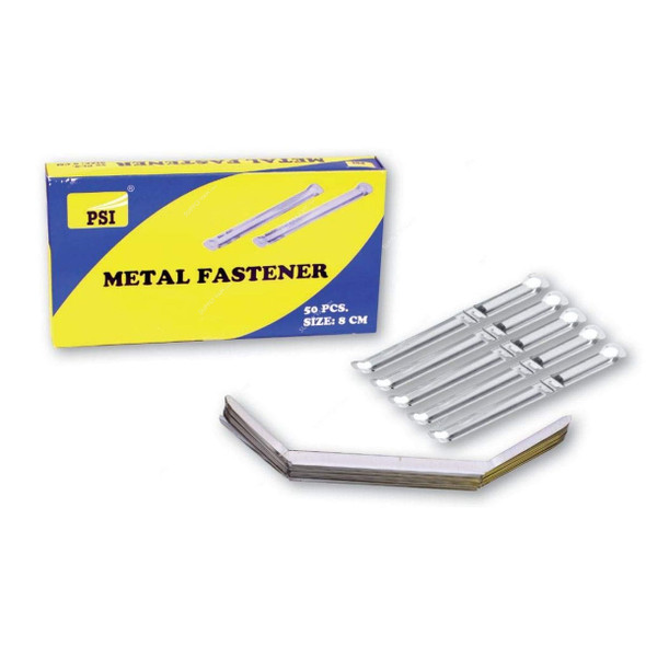 PSI Paper File Fastener, PSFSYL1903, Metal, 8CM, Silver, 50 Pcs/Pack