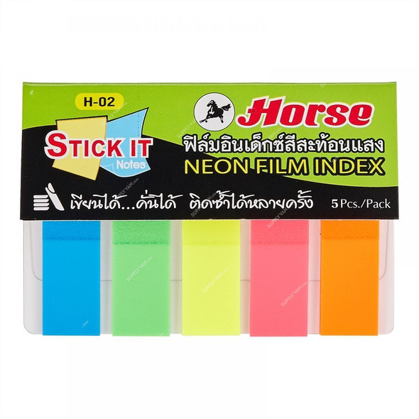 Horse Neon Index Flag, H-02-BX100, 12 x 45 mm, Multicolor, PK100