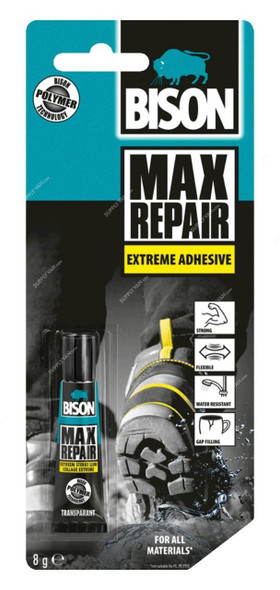 Bison Repair Adhesive, 6311112, SMP Polymer, Water Resistant, 8 GM