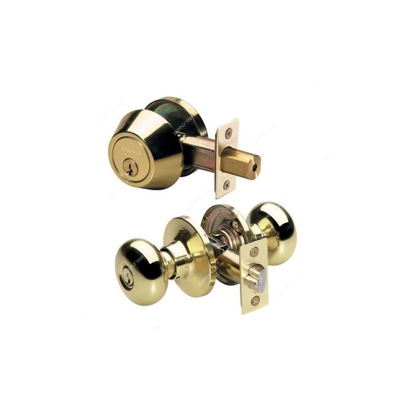 Master Lock Knob Lockset, MLBCCO0603, For Entry Door Lock, Polished Brass
