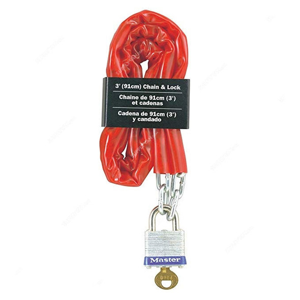 Master Lock Chain With Padlock, ML716EURD, Red