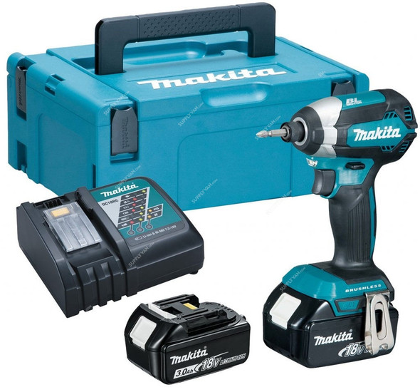 Makita Impact Driver, DTD153RFJ, 2x 3.0Ah Battery, 1x 18V Charger, 0-3400 RPM, Lithium-Ion