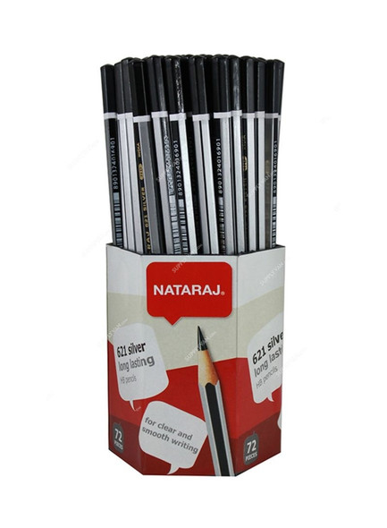 Nataraj Silver/Black Pencil, HP201100043, HB, Hexagon