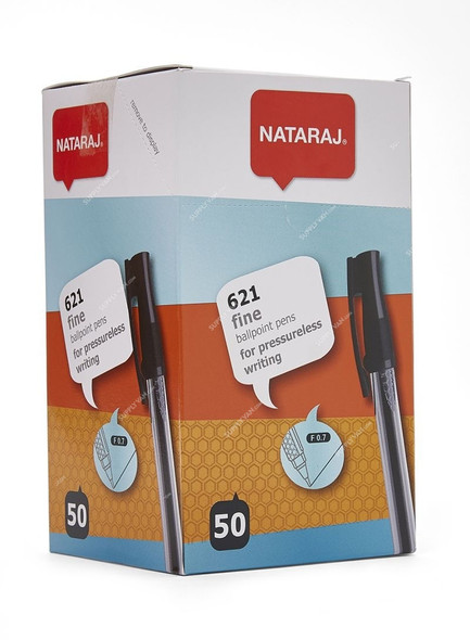 Nataraj Fine Ball Pen, HP621F50BK, 621 Series, 0.7MM, Black