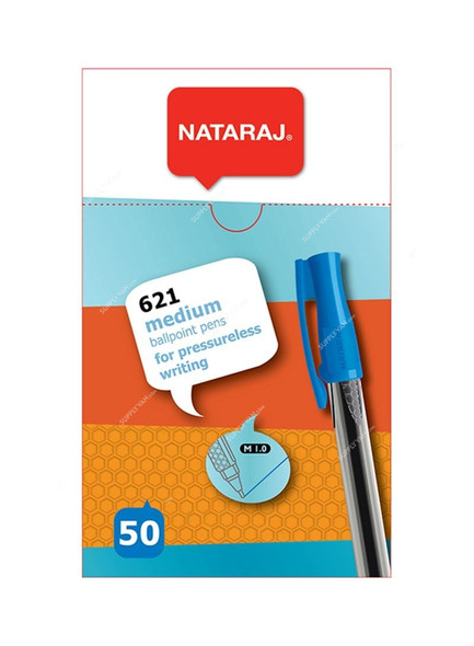 Nataraj Medium Ball Pen, HP621M50BL, 621 Series, 0.1MM, Blue