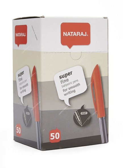 Nataraj Super Fine Ball Pen, HPSF50RD, 0.7/1MM, Red, 50 Pcs/Pack