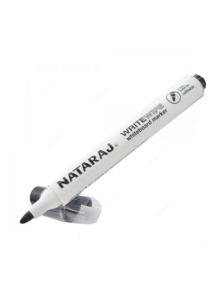Nataraj White Board Marker, HP210800001, 2MM, Black, Bullet Point Tip