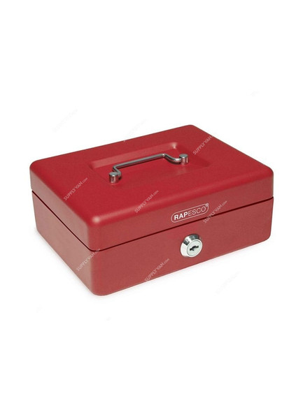 Rapesco Cash Box, RPSCB12RD, 12 Inch, Multi-Differ Cylinder Lock, Red