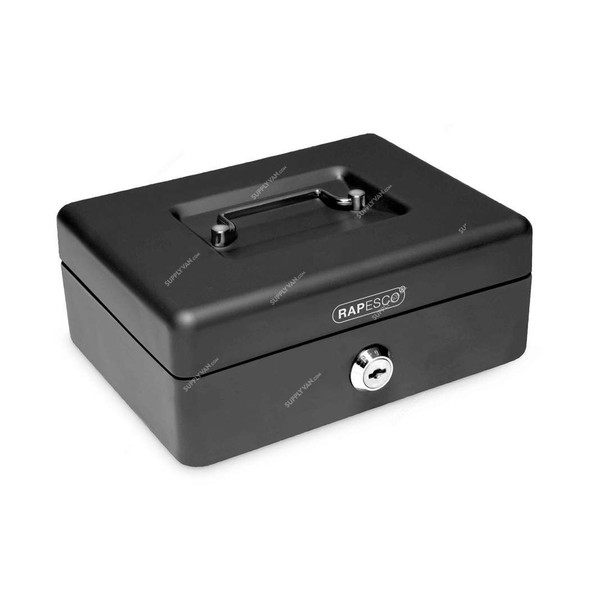 Rapesco Cash Box, RPSCB8BK, 8 Inch, Multi-Differ Cylinder Lock, Black