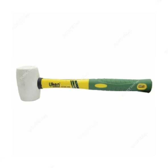 Uken Rubber Hammer, UH19212, Rubber, Fiber, 12oz Head, White