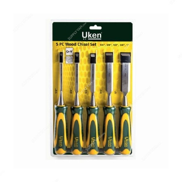 Uken Carpenter Chisel Set, U4551, CrV Steel, Ergonomic, TPR, 4PCS