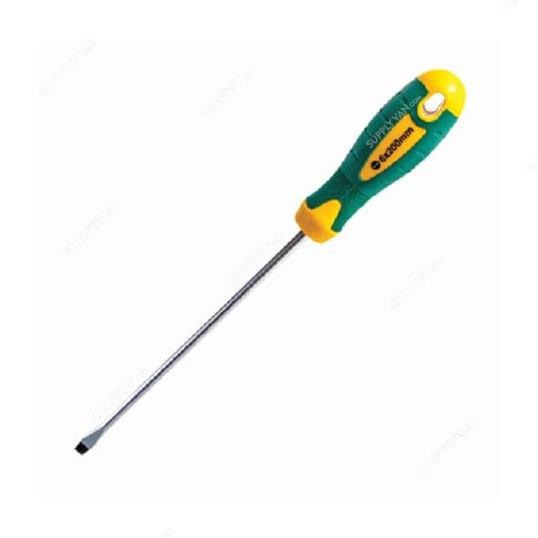 Uken Flat Screwdriver, U6027, Slotted, 6MM Tip Size x 200MM Blade Length