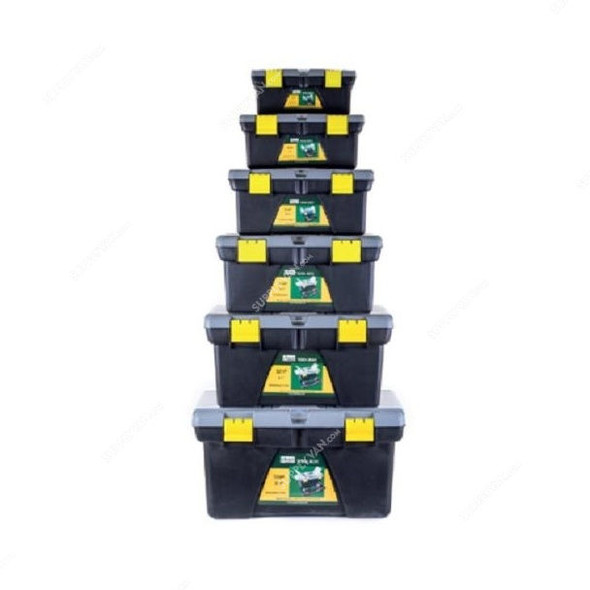 Uken Plastic Tool Box, 321P, 21 Inch, Soft Grip, Black/Yellow