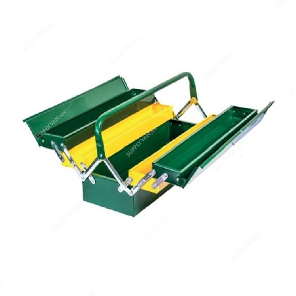 Uken Tool Box, 408S, 21 Inch, 5 Trays, Green/Yellow, Powder Coated