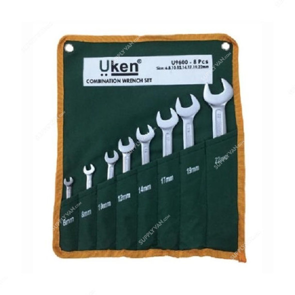 Uken Combination Spanner, U9602, 6-32MM, Open/Ring, CrV Steel, Matte