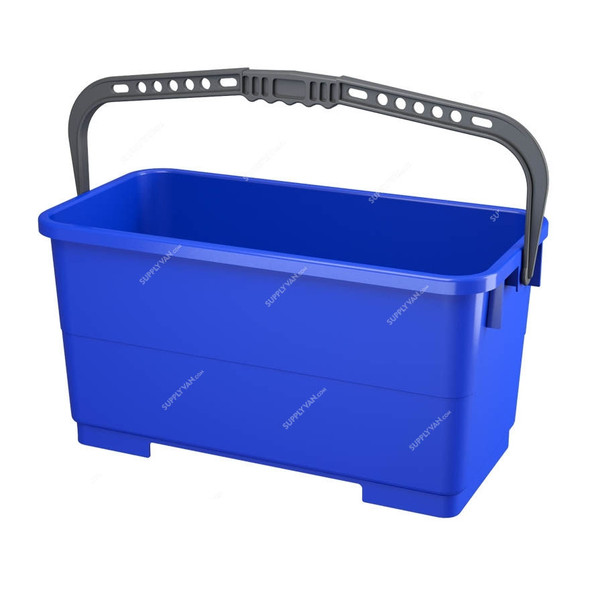 Ipc Window Cleaning Bucket With Wheel, 10158-SECC70015-70027-B, 22 Ltrs, Blue