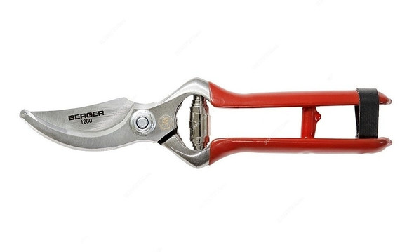 Berger Pruning Shear, 1280, Red Handle, Elastic Loop Lock, PK12