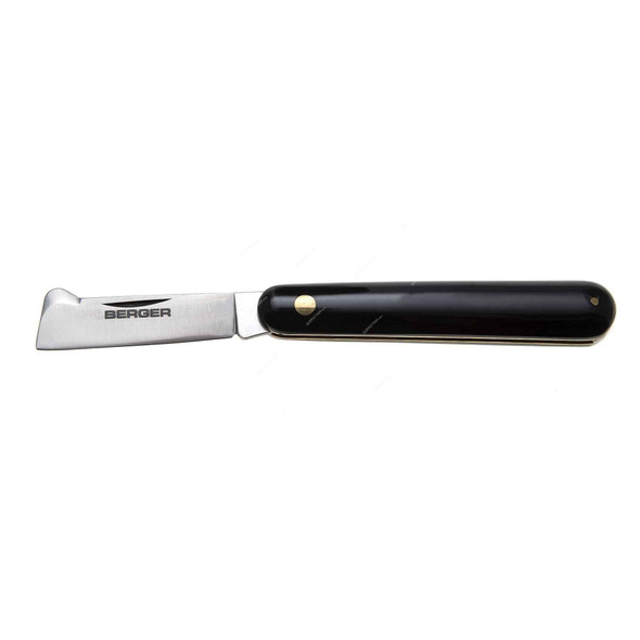 Berger Folding Budding Knife, 3750, Black Handle, 70 g, Brass Handle