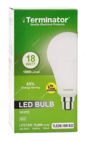 Terminator LED Bulb, TLEDB-18W-B22, 180 mA, 18W, 1600 LM